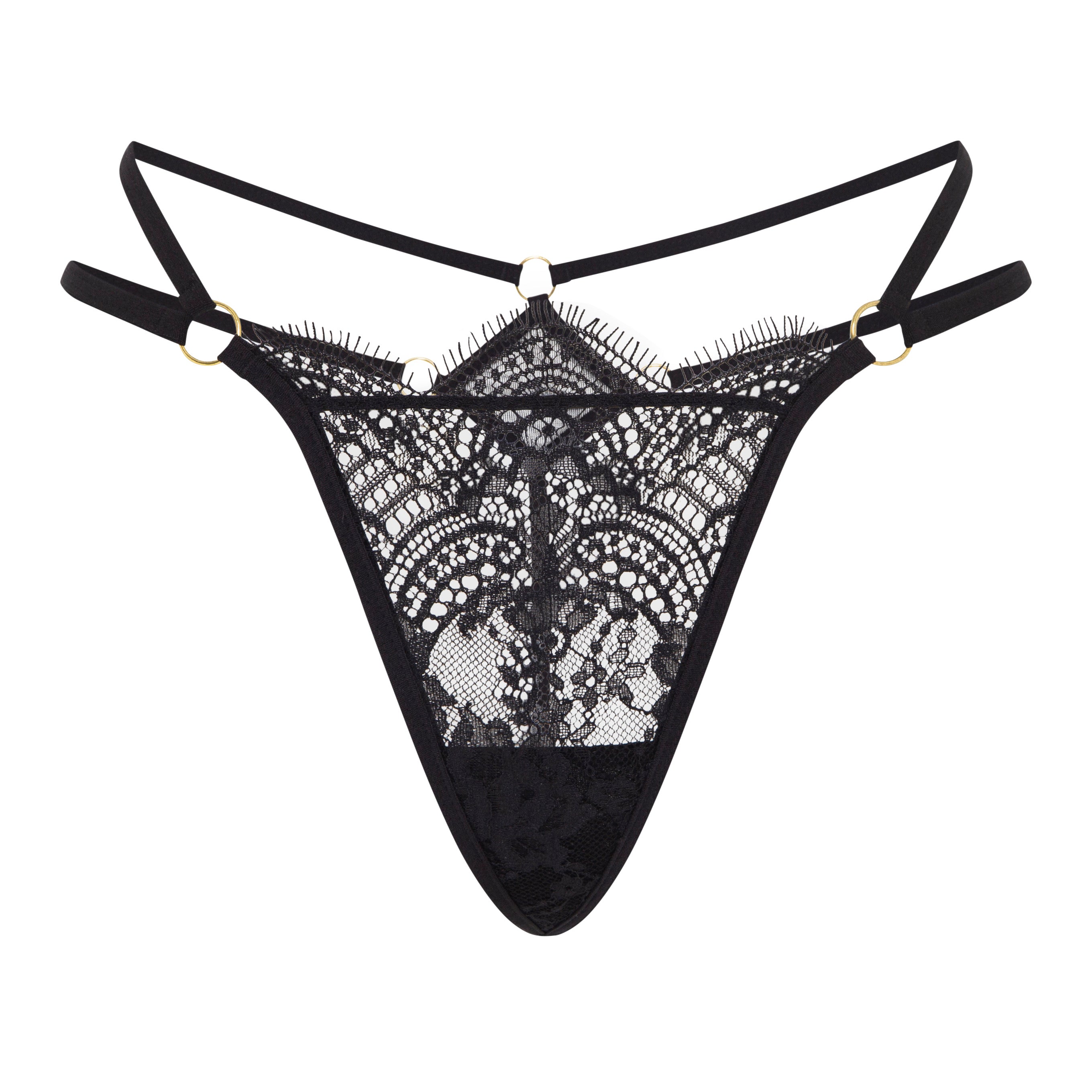 black lace g-string thong