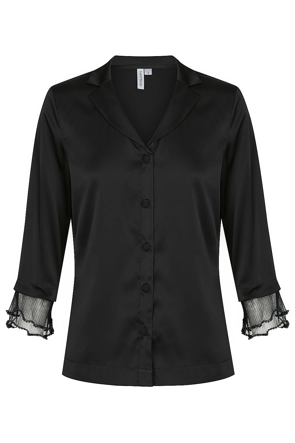 black silk satin button down pyjama top